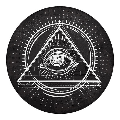 Black And White Eye of Providence Print Round Blanket