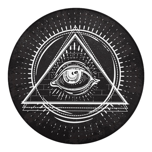 Black And White Eye of Providence Print Round Blanket