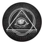 Black And White Eye of Providence Print Round Blanket