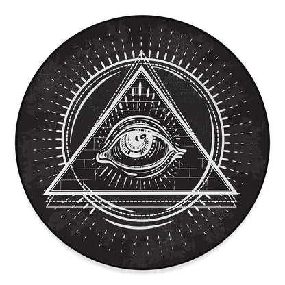 Black And White Eye of Providence Print Round Floor Mat