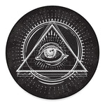 Black And White Eye of Providence Print Round Floor Mat
