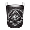 Black And White Eye of Providence Print Round Laundry Basket
