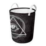 Black And White Eye of Providence Print Round Laundry Basket