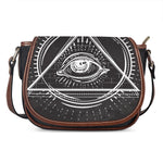 Black And White Eye of Providence Print Saddle Bag