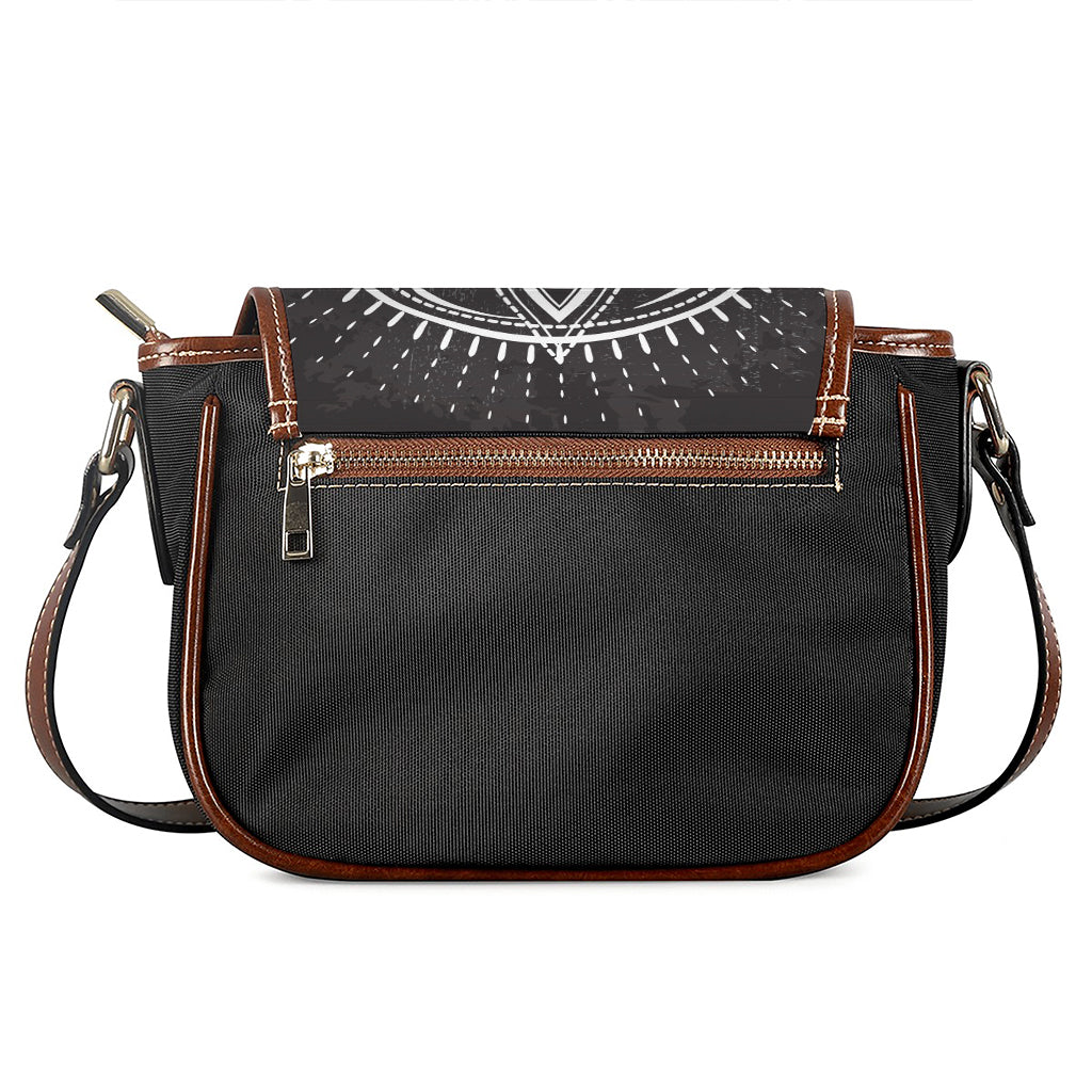 Black And White Eye of Providence Print Saddle Bag