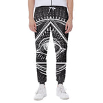 Black And White Eye of Providence Print Scuba Joggers