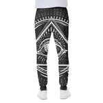 Black And White Eye of Providence Print Scuba Joggers