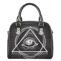 Black And White Eye of Providence Print Shoulder Handbag