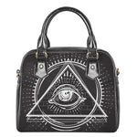 Black And White Eye of Providence Print Shoulder Handbag