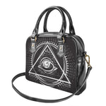 Black And White Eye of Providence Print Shoulder Handbag