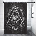 Black And White Eye of Providence Print Shower Curtain