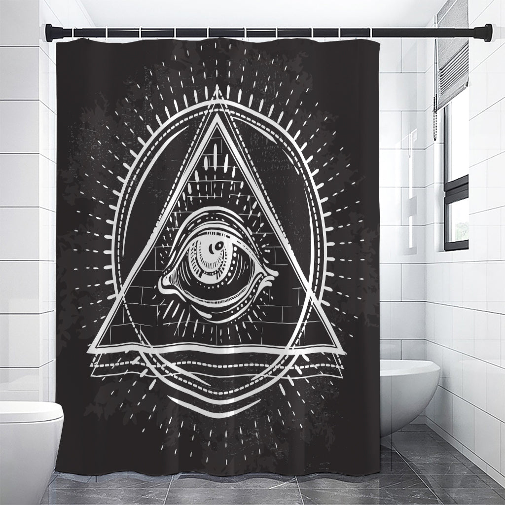 Black And White Eye of Providence Print Shower Curtain