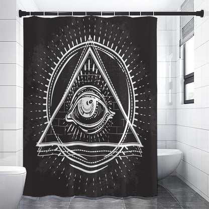 Black And White Eye of Providence Print Shower Curtain