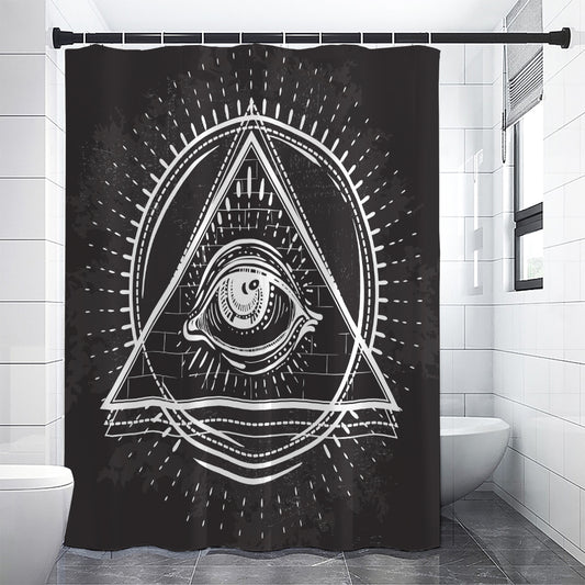 Black And White Eye of Providence Print Shower Curtain