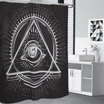 Black And White Eye of Providence Print Shower Curtain