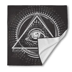Black And White Eye of Providence Print Silk Bandana