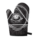 Black And White Eye of Providence Print Single Oven Mitt