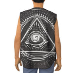 Black And White Eye of Providence Print Sleeveless Baseball Jersey