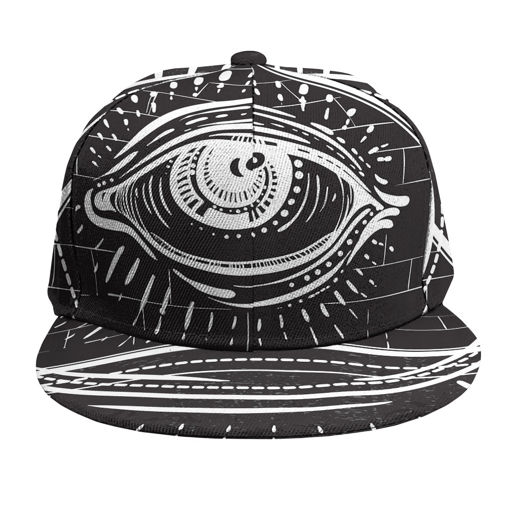 Black And White Eye of Providence Print Snapback Cap