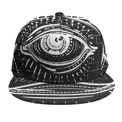 Black And White Eye of Providence Print Snapback Cap