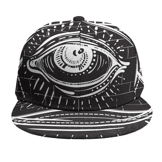 Black And White Eye of Providence Print Snapback Cap