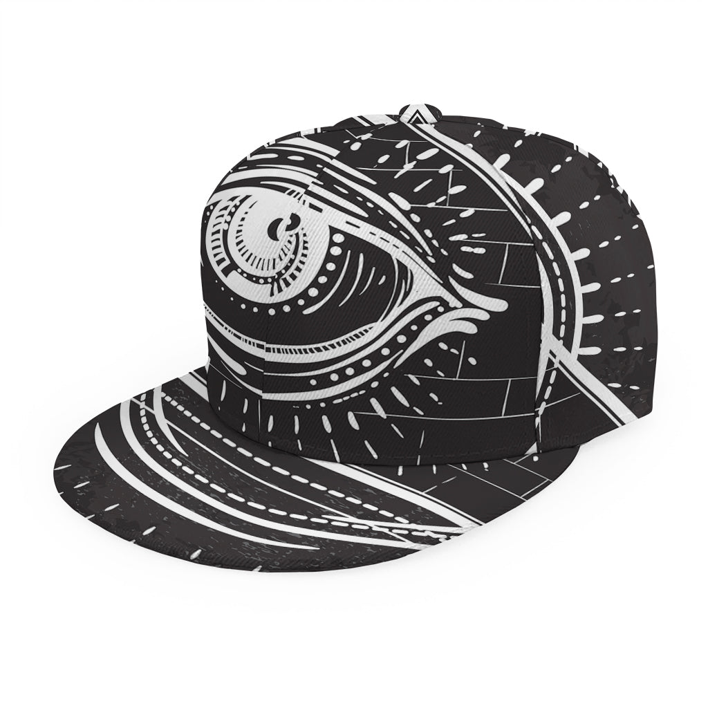 Black And White Eye of Providence Print Snapback Cap