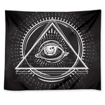 Black And White Eye of Providence Print Tapestry
