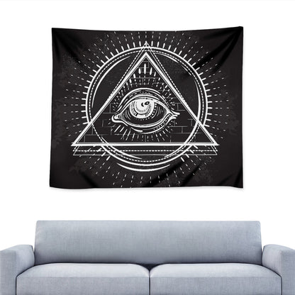Black And White Eye of Providence Print Tapestry