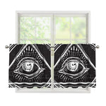 Black And White Eye of Providence Print Tier Curtains