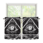 Black And White Eye of Providence Print Tier Curtains