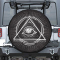 Black And White Eye of Providence Print Tire Cover