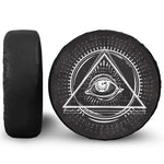Black And White Eye of Providence Print Tire Cover