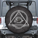 Black And White Eye of Providence Print Tire Cover With Camera Hole