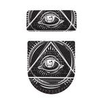 Black And White Eye of Providence Print Toilet Lid And Tank Cover Set