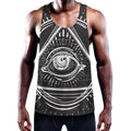 Black And White Eye of Providence Print Men's Workout Tank Top