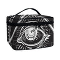 Black And White Eye of Providence Print Travel Makeup Bag