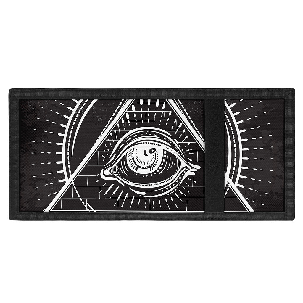 Black And White Eye of Providence Print Trifold Wallet