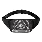 Black And White Eye of Providence Print Waist Bag