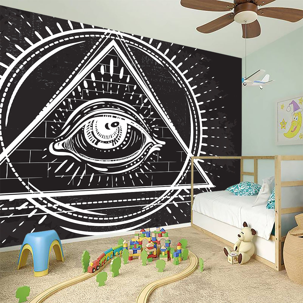 Black And White Eye of Providence Print Wall Sticker