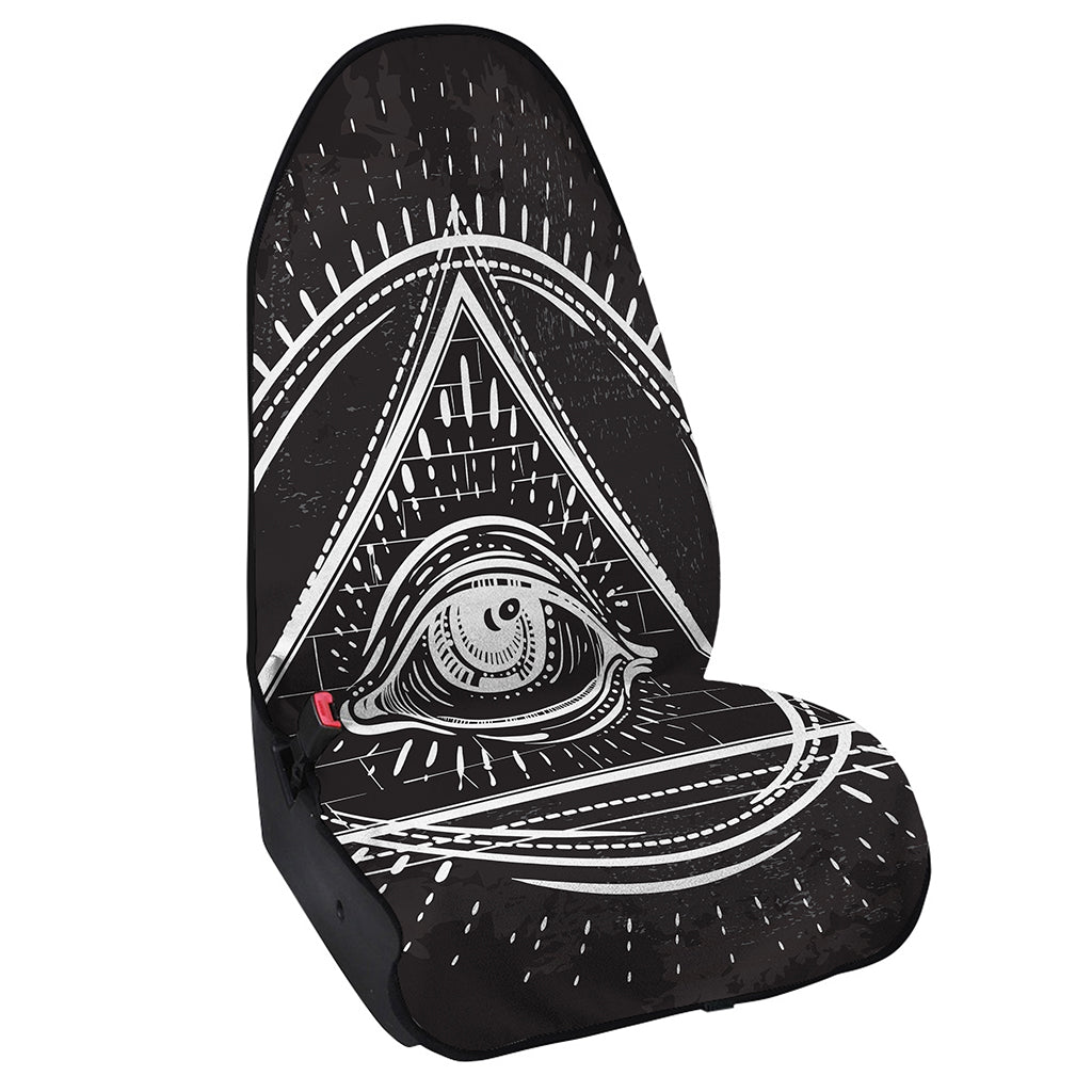 Black And White Eye of Providence Print Waterproof Car Seat Cover