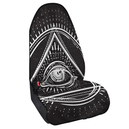 Black And White Eye of Providence Print Waterproof Car Seat Cover