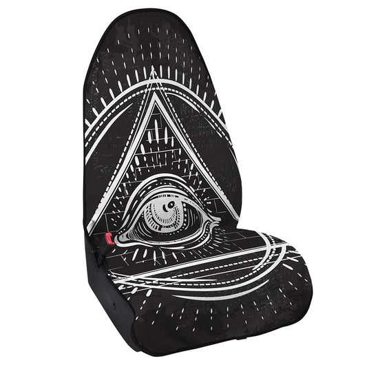 Black And White Eye of Providence Print Waterproof Car Seat Cover