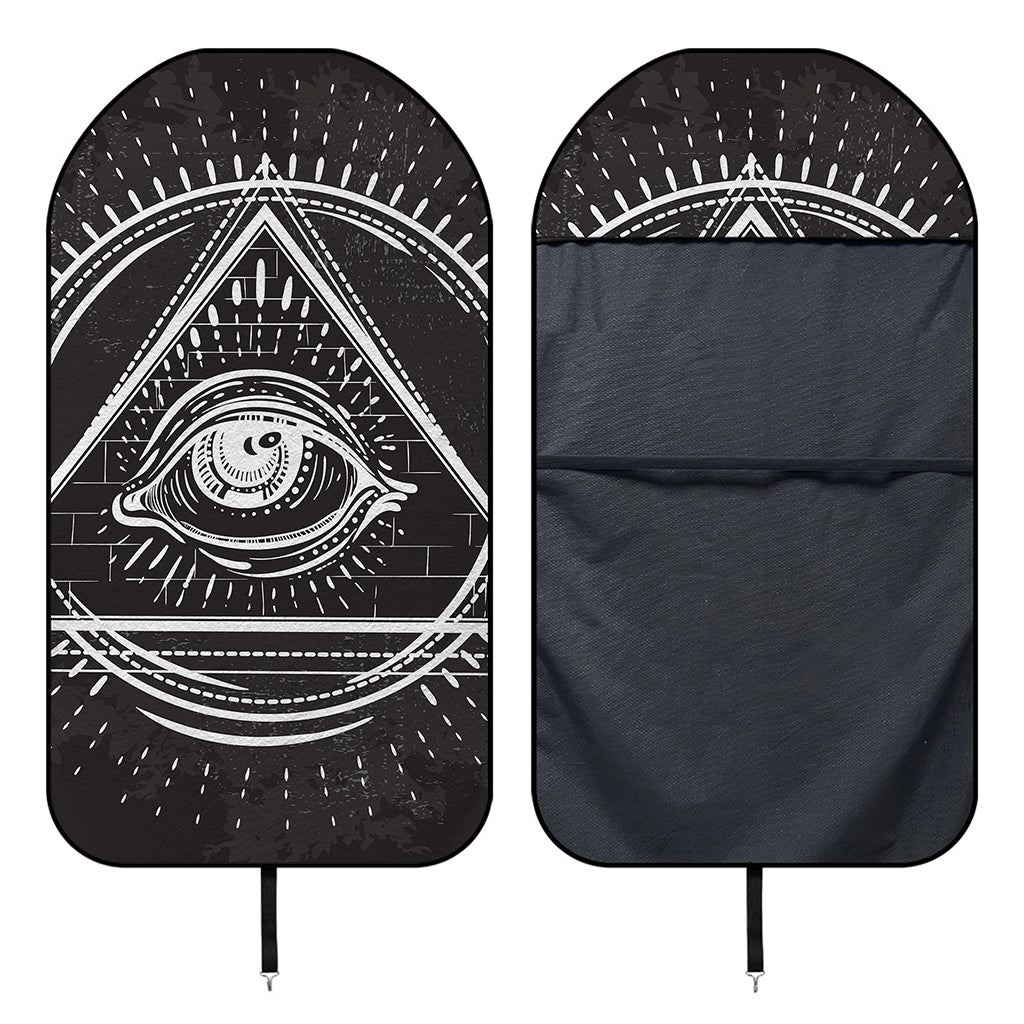 Black And White Eye of Providence Print Waterproof Car Seat Cover