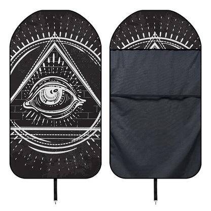 Black And White Eye of Providence Print Waterproof Car Seat Cover