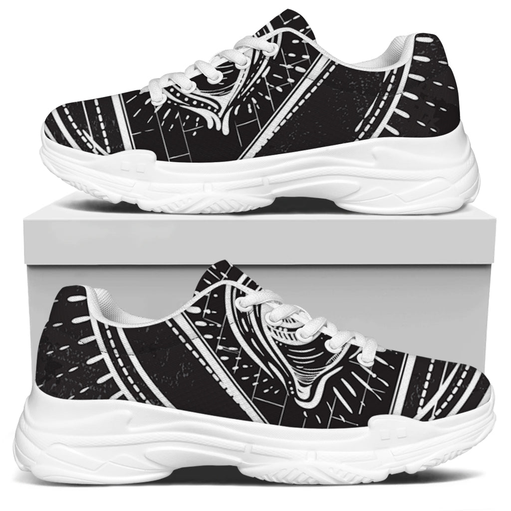 Black And White Eye of Providence Print White Chunky Shoes