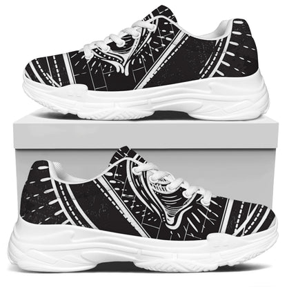 Black And White Eye of Providence Print White Chunky Shoes