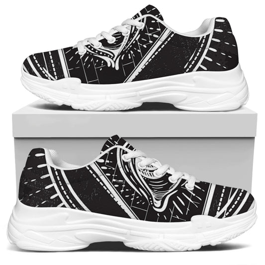 Black And White Eye of Providence Print White Chunky Shoes