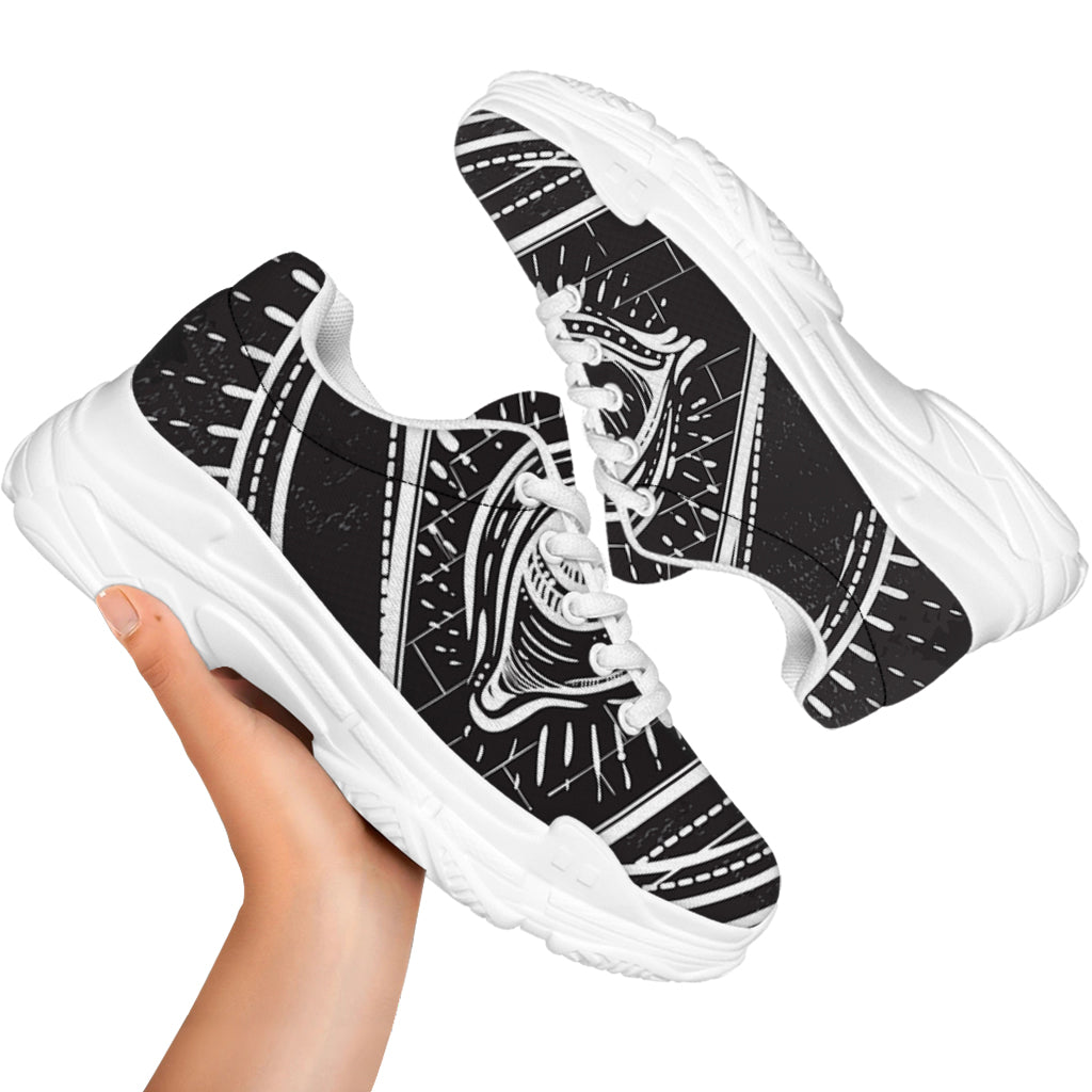 Black And White Eye of Providence Print White Chunky Shoes