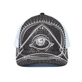Black And White Eye of Providence Print White Mesh Trucker Hat
