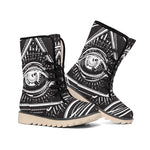 Black And White Eye of Providence Print Winter Boots